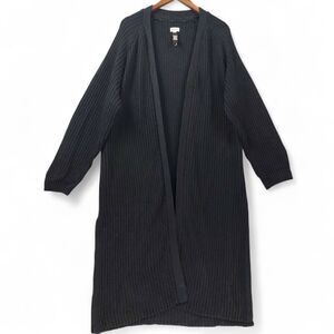 POL Oversized Long Cardigan Sweater Duster Black Size Medium Lagenlook Boho Chic